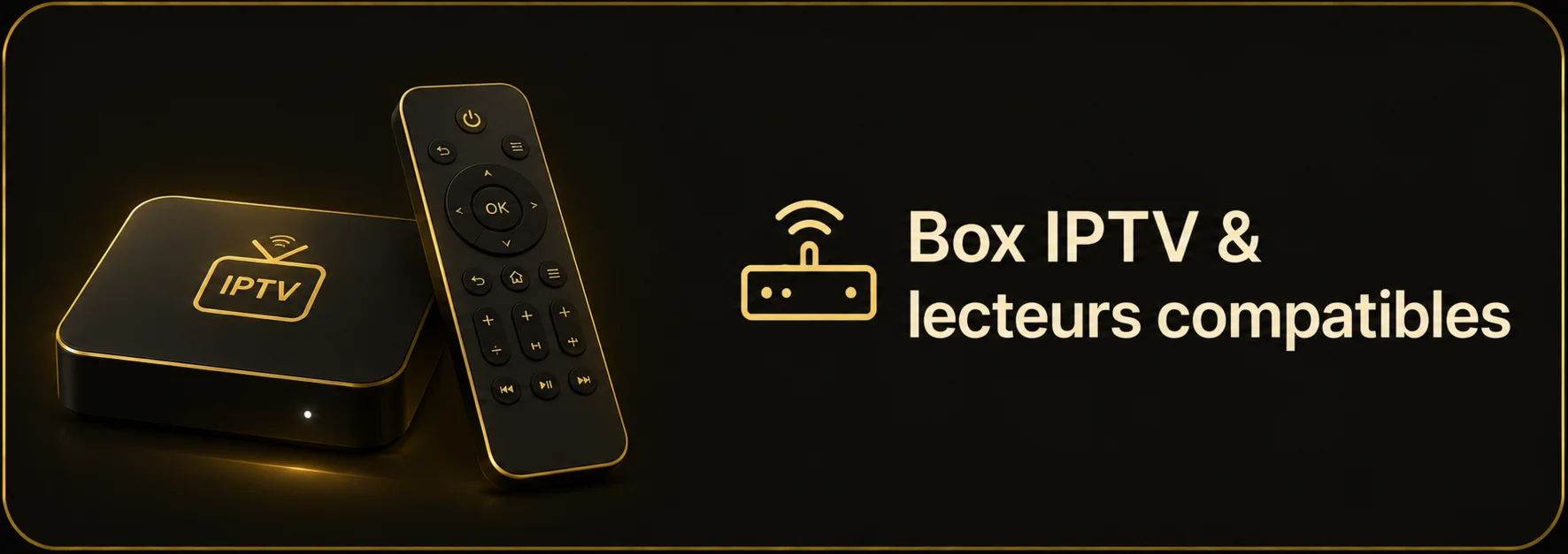 Interface du lecteur Atlas Pro ONTV affichée sur un téléviseur, une tablette et un téléphone